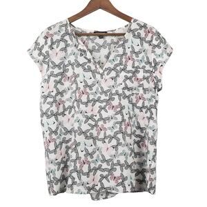 Repeat Butterfly Print Top Tunic Blouse - M